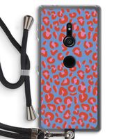 Leopard blue: Sony Xperia XZ2 Transparant Hoesje met koord