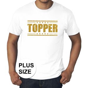 Grote maten Topper shirt wit met gouden glitters heren