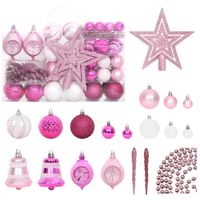 vidaXL 108-delige Kerstballenset wit en roze - thumbnail