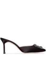 Manolo Blahnik mules Hangisi 70 en satin - Noir - thumbnail