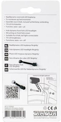 Simson Naafdynamo koplamp 'Brightly' - 70 LUX - auto/on/off