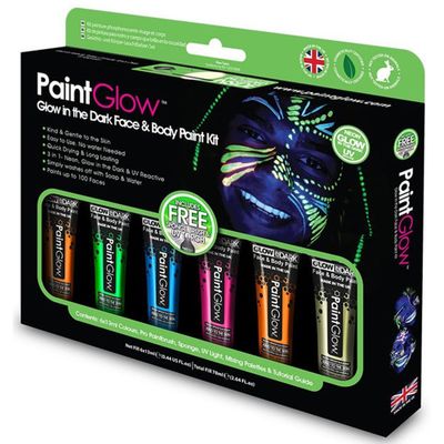 Face/Body paint set - 6x13 ml - neon/glow in the dark/black light - schmink/make-up - waterbasis Face/Body paint set - 6x13 ml - neon/glow in the dark/black light - schmink/make-up - waterbasis