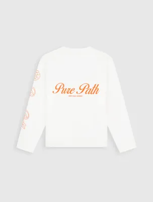 Pure Path Essence Of Life Longsleeve T-Shirt Heren Gebroken Wit/Oranje - Maat S - Kleur: Gebroken WitOranje | Soccerfanshop