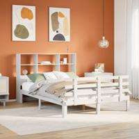 Bed met boekenkast zonder matras grenenhout wit 120x190 cm
