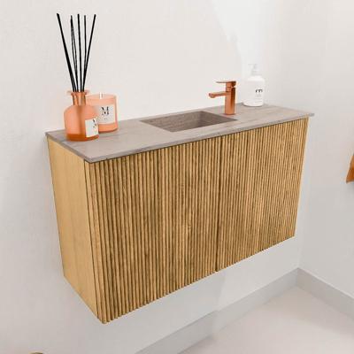 Toiletmeubel Mondiaz Joya Dlux | 70 cm | Meubelkleur Oak | Faye wastafel Saba Wasbak Midden | 1 kraangat