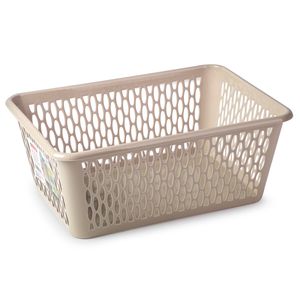 Opbergmand/kastmandje - 13 liter - beige - kunststof - 26 x 37 x 14 cm