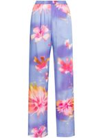 MSGM pantalon en satin à fleurs - Violet