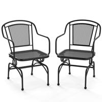 2-delige set Metalen Tuinstoelen Terrasstoelen met Zachte Schommelbeweging Balkonstoelen Zwart