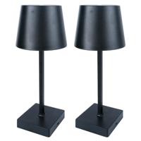 Benson LED tafellamp - 2x - zwart - aanraaksensor - aluminium - 26 cm Benson LED tafellamp - 2x - zwart - aanraaksensor - aluminium - 26 cm