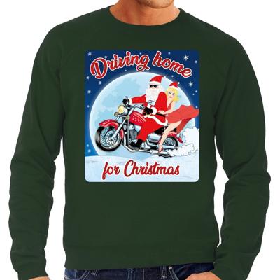 Foute kersttrui sweater - motorliefhebbers - driving home - groen - heren