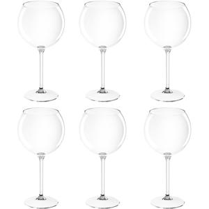 Rode wijn/gin tonic glas - Set van 12x stuks - 650 ml - transparant - onbreekbaar kunststof - ballon
