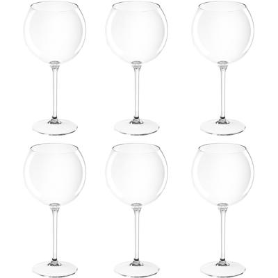 Rode wijn/gin tonic glas - Set van 12x stuks - 650 ml - transparant - onbreekbaar kunststof - ballon