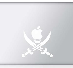 Sticker laptop doodshoofd zwaarden