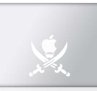 Sticker laptop doodshoofd zwaarden - thumbnail