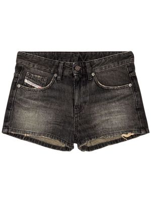 Diesel short en jean à effet usé - Noir