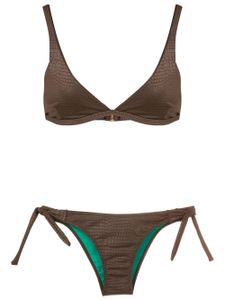 Brigitte bikini à effet peau de crocodile - Marron