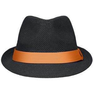 Street style trilby hoedje zwart en oranje