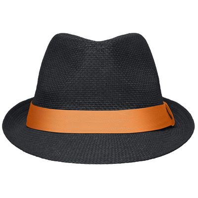 Street style trilby hoedje zwart en oranje