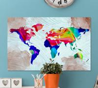 Wereldkaart canvas schilderij Veelkleurig artistiek