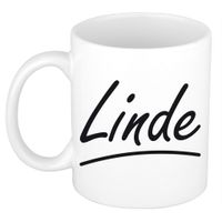 Naam cadeau mok / beker Linde met sierlijke letters 300 ml