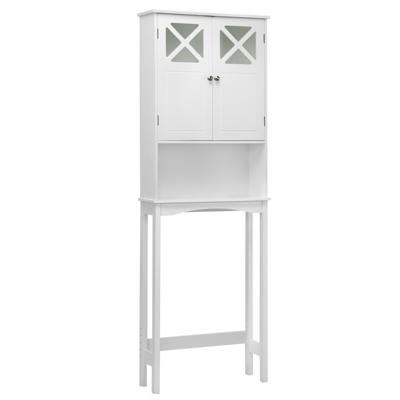 Ruimtebesparende Boven Het Toilet Badkamer Opbergrek X-vorm Dubbel-Deur Kast Opbergorganisator voor Wasruimte Wit