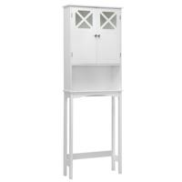 Ruimtebesparende Boven Het Toilet Badkamer Opbergrek X-vorm Dubbel-Deur Kast Opbergorganisator voor Wasruimte Wit