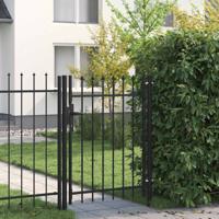 VidaXL Poort met puntige bovenkant enkel 1x1,2 m staal zwart