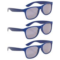 Feest en zonnebril voor kinderen - 6x stuks - blauw - kunststof - verkleedbrillen
