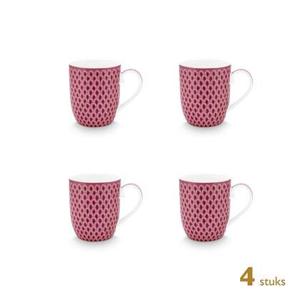 Pip Studio Koffiekoppen - Flower Festival Donker Roze - 145ml - 4 St.