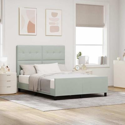 Bedframe fluweel lichtgrijs 140x200 cm