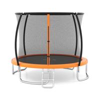 Buitentrampoline met Ladder Rond Tuintrampolin met Veiligheidsnet Randbedekking en Metalen Frame Ø305cm Oranje