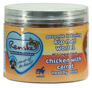 Renske gezonde beloning mini hartjes kip/wortel hondensnack 100gr