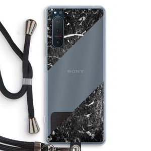 Zwart marmer: Sony Xperia 5 II Transparant Hoesje met koord