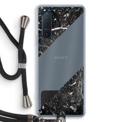 Zwart marmer: Sony Xperia 5 II Transparant Hoesje met koord