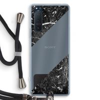 Zwart marmer: Sony Xperia 5 II Transparant Hoesje met koord