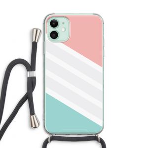 Strepen pastel: iPhone 11 Transparant Hoesje met koord
