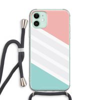 Strepen pastel: iPhone 11 Transparant Hoesje met koord