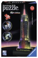 Ravensburger puzzel 216 stukjes 3D gebouwen midi empire state building bij nacht - thumbnail