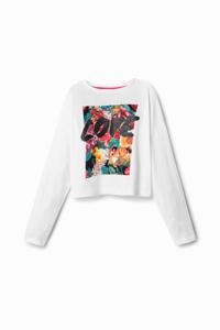 Kort oversized T-shirt met bloemenprint - WHITE - 5/6