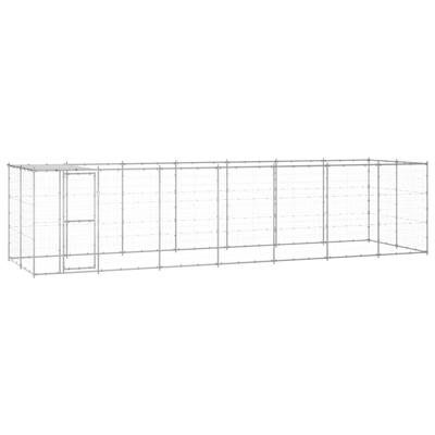 Hondenkennel met dak 16,94 m² gegalvaniseerd staal