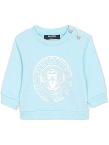 Balmain Kids sweat en coton à logo imprimé - Bleu