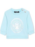 Balmain Kids sweat en coton à logo imprimé - Bleu