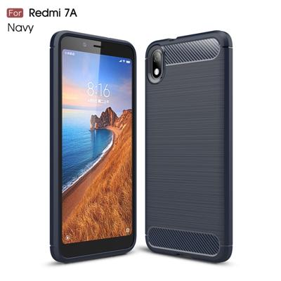 Geborsteld textuur koolstofvezel TPU Case voor Xiamo Redmi 7A (marineblauw)