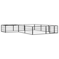 Hondenkennel 12 panelen 100x50 cm gepoedercoat staal zwart