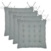 Stof Textile stoelkussen Coline - 4x - mintgroen - 38 x 38 x 4 cm - touwtjes sluiting