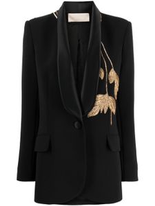 Elie Saab blazer métallisé à broderies - Noir