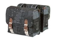 Basil bohème dubbele fietstas - zwart - 35l - waterafstotend - kunstleren details