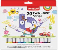 Bruynzeel Kids viltstiften Twin Point, set van 20 stuks in geassorteerde kleuren - thumbnail