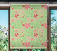 Rolgordijn bloemenprint Roze bloemen op groen