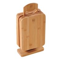 Ontbijtplankjes/broodplankjes - 6 stuks - met houder - 22 x 14 cm - bamboe hout - rechthoekig